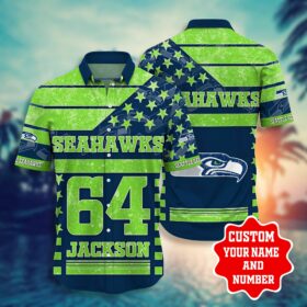 NFL Hawaiian Shirt Seattle Seahawks Shorts star 3D Custom Name Number