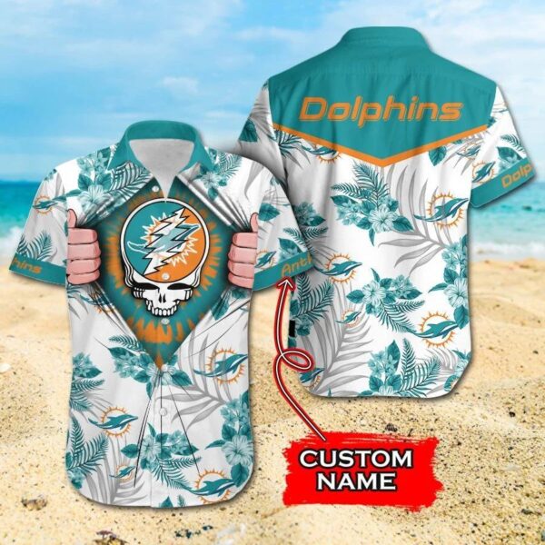 NFL Miami Dolphins Hawaiian Shirt And Shorts Grateful Dead Custom name