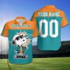 NFL Miami Dolphins Hawaiian Shirt Football Team Cute The Snoopy Show Custom Name NFL Miami Dolphins Hawaiian Shirt Football Team Cute The Snoopy Show Custom Name