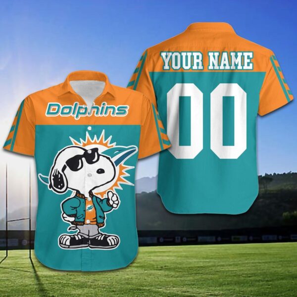 NFL Miami Dolphins Hawaiian Shirt Football Team Cute The Snoopy Show Custom Name
