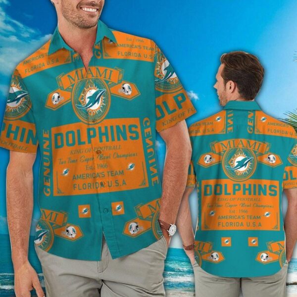 NFL Miami Dolphins Hawaiian Shirt Short Sleeve Button Up Tropical Aloha 01