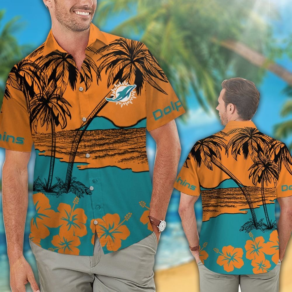 NFL Miami Dolphins Hawaiian Shirt Short Sleeve Button Up Tropical Aloha 05
