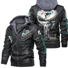 NFL Miami Dolphins Leather Jacket 3D Skull for fans