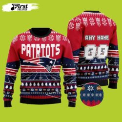 NFL New England patriots Ugly Christmas Sweater custom name