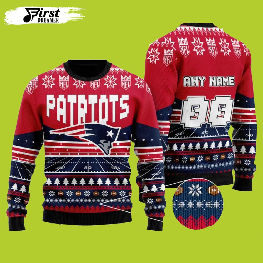 NFL Grinch New England Patriots Personalized Name And Number Ugly Christmas  Sweater