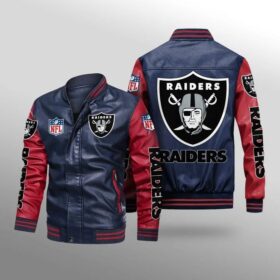 NFL Oakland Raiders Red Thermal Plush Leather basketball Jacket custom fan