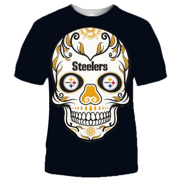 NFL Pittsburgh Steelers T shirt cool skull for fans