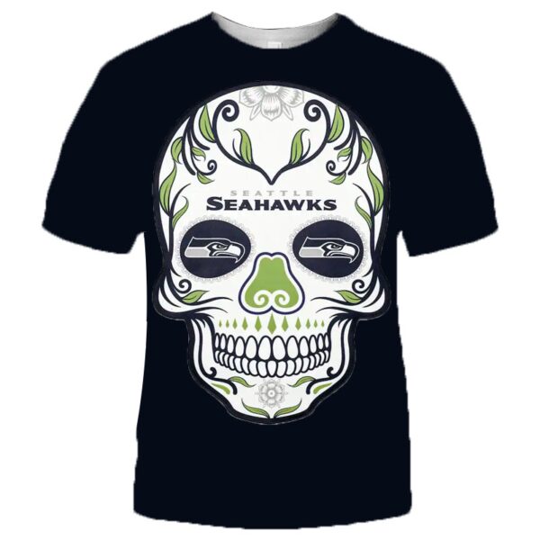 NFL Seattle Seahawks T shirt cool skull for fans
