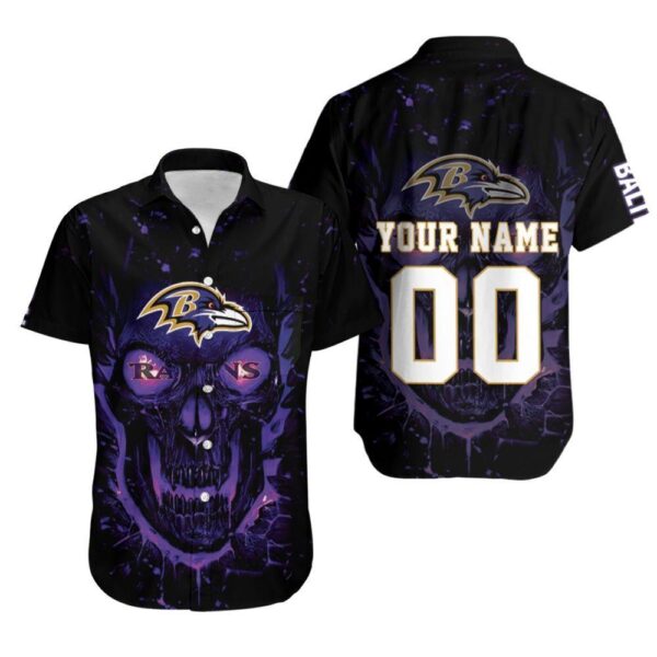 Nfl Hawaiian Shirt Super Bowl Kansas City Chiefs Afc West Baltimore Ravens Skull For Fans