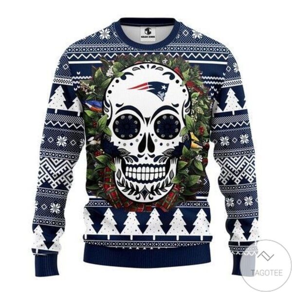 Nfl New England Patriots Skull Flower Ugly Christmas Sweater All Over Print custom