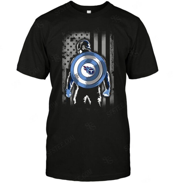 Nfl Tennessee Titans T shirt Captain American Superhero