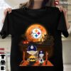 Pittsburgh Steelers nfl Charlie Brown And Snoopy Watching Halloween t shirt custom