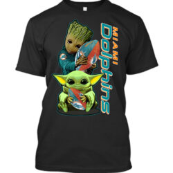 groot and baby yoda Miami Dolphins T-Shirt custom