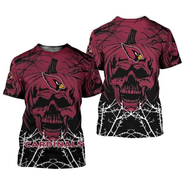 nfl Arizona Cardinals Halloween pumpkin skull football 3d T shirt custom fan