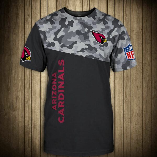 nfl Arizona Cardinals Military Short Sleeve O Neck football T Shirt 3D custom fan