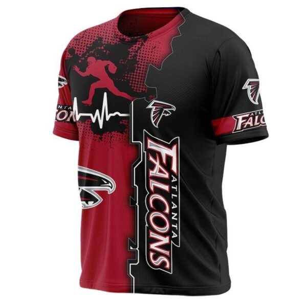 nfl Atlanta Falcons graphic heart ECG line football 3d T shirt custom fan