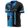 nfl Carolina Panthers graphic heart ECG line football 3d T shirt custom fan