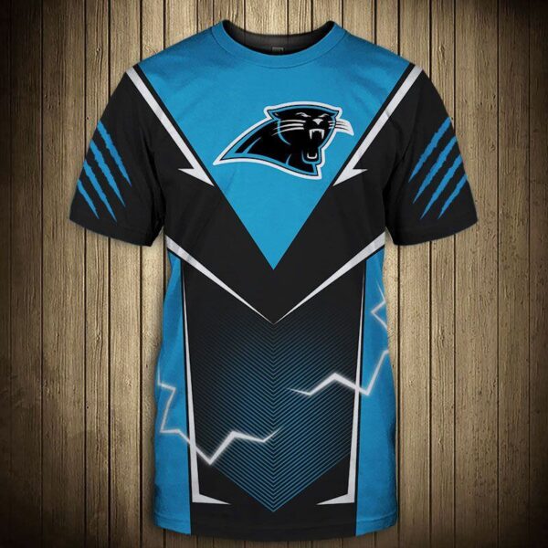 nfl Carolina Panthers lightning graphic football T shirts custom fan