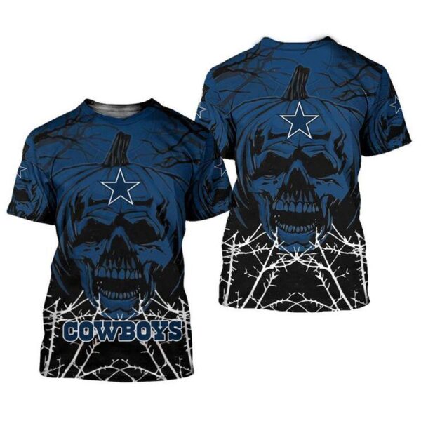 nfl Cowboys halloween skull 3d t shirt for fans