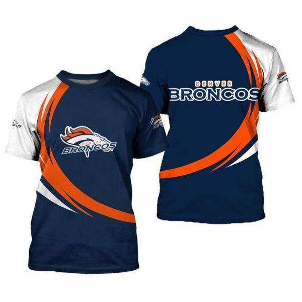 nfl Denver Broncos curve Style football 3d T shirt custom fan