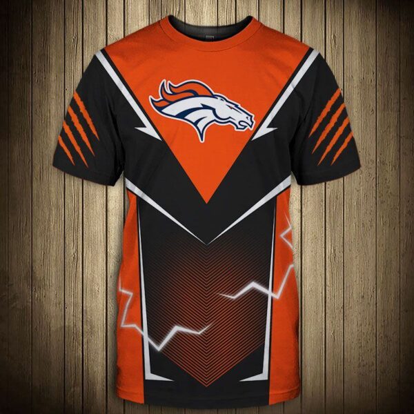 nfl Denver Broncos lightning graphic football 3d T shirts custom fan