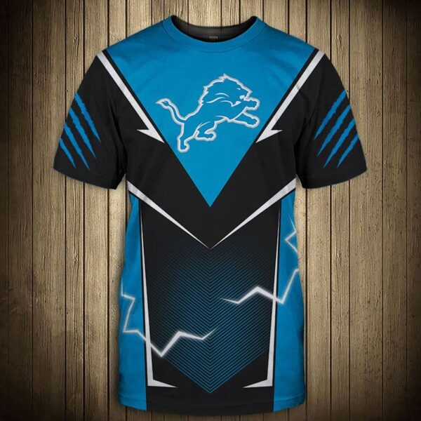 nfl Detroit Lions lightning graphic football 3d T shirts custom fan