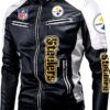 nfl Pittsburgh Steelers classic biker leather jacket custom for fan