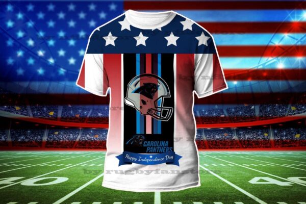 nfl carolina panthers happy independence day 3d t shirt for fans