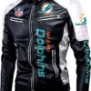 nfl miami dolphins classic biker leather jacket custom for fan