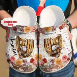 Baseball Personalized Floral Crocs Clog Shoes