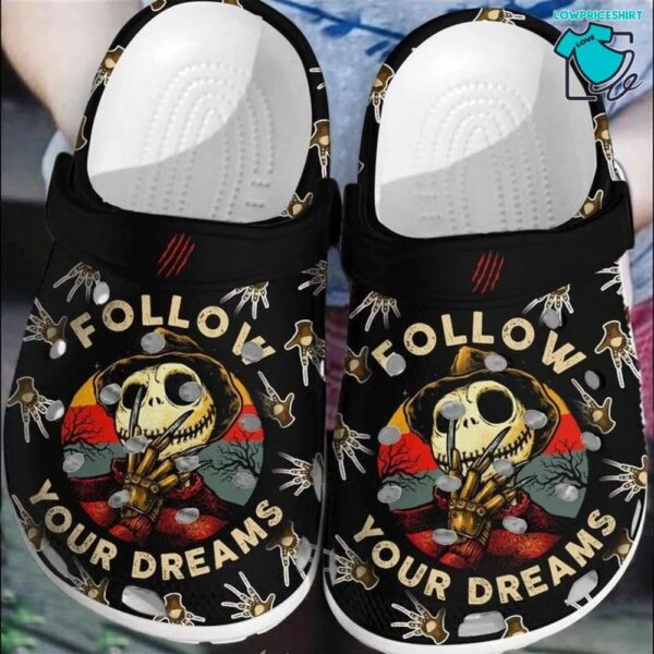 Jack Skellington Follow Your Dream Crocs Clog Shoes For Halloween