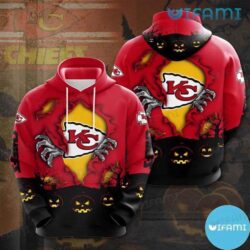 KC Chiefs Hoodie 3D Halloween Hand Pull Out Logo Kansas City Chiefs Gift