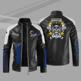 Los-Angeles-Rams-Bomber-Leather-Jacket-Vintage-Motorcycle-Biker-Jacket-Outwear