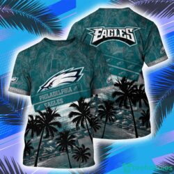 Philadelphia Eagles NFL And Tropical Pattern Aloha Hawaii Style 3D T-Shirt for fan