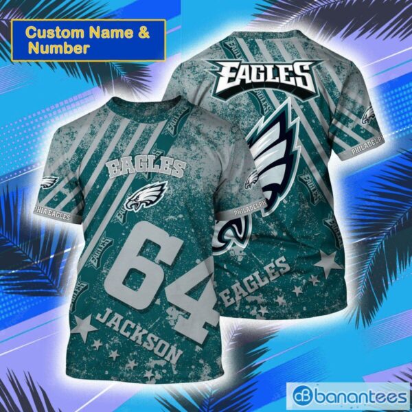 Philadelphia Eagles NFL Custom Name And Number All Over Print 3D T-Shirt for fan