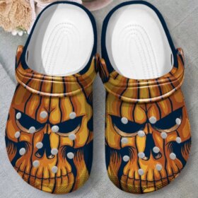 Pumpkin Skull Tattoo Clog Personalize Name, Text Halloween Thanksgiving
