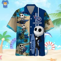 Tennessee Titans Jack Skellington Custom Name hot Hawaiian Shirt for fan.