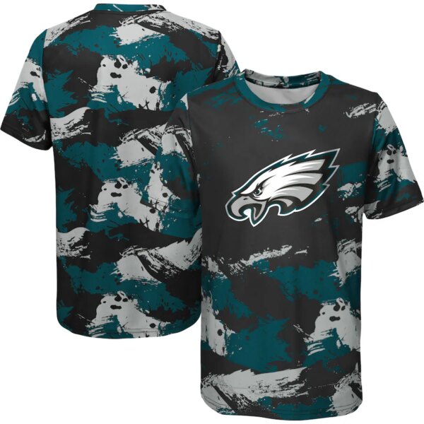 Youth Black Midnight Green Philadelphia Eagles Cross Pattern T-Shirt