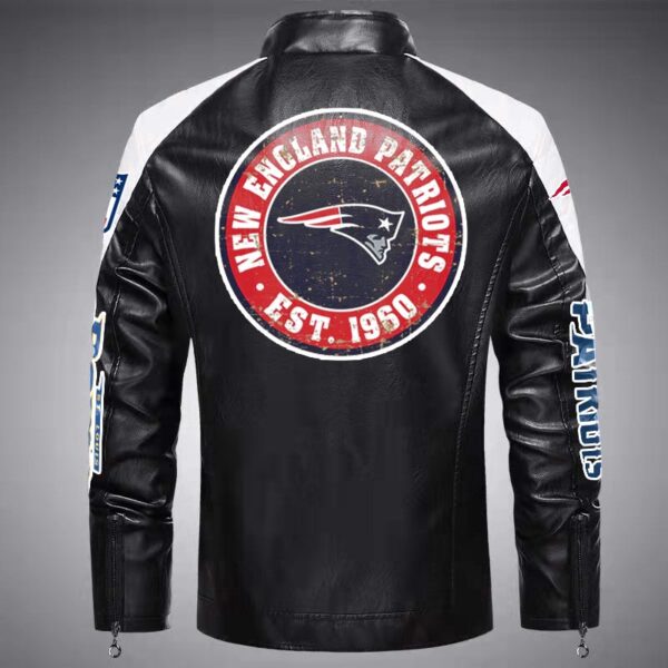 patriots Classic Biker Leather Jacket back
