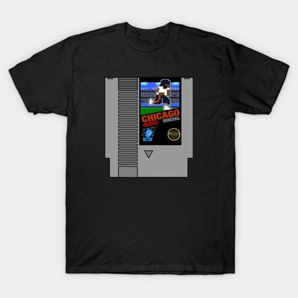 Chicago Football 8 bit cartridge design T Shirt 1