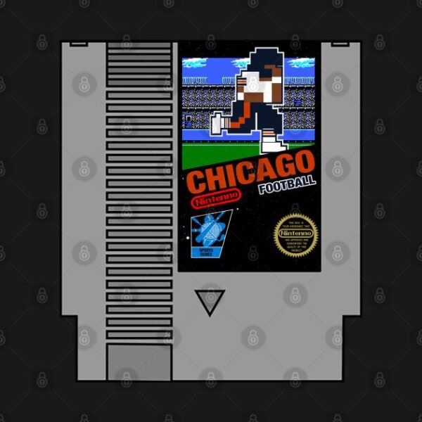 Chicago Football 8 bit cartridge design T Shirt 2