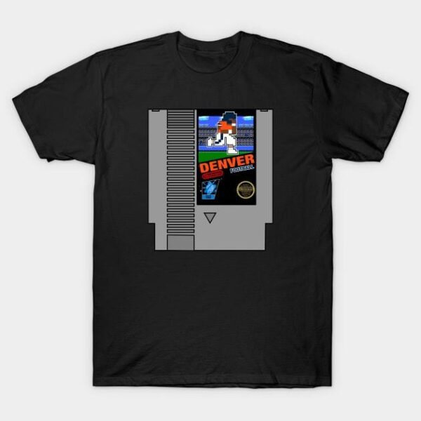 Denver Football 8 bit cartridge design T Shirt 1