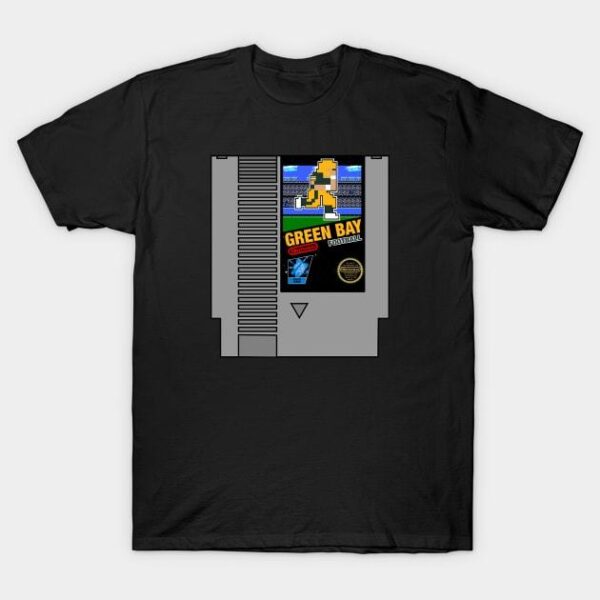 Green Bay Football 8 bit cartridge design T Shirt 1