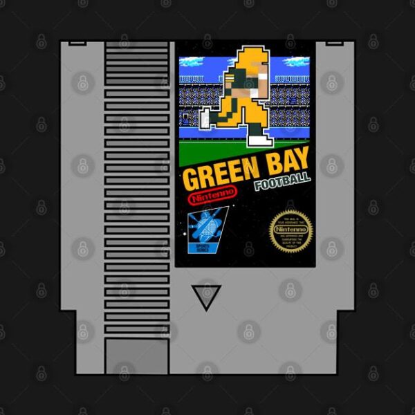 Green Bay Football 8 bit cartridge design T Shirt 2