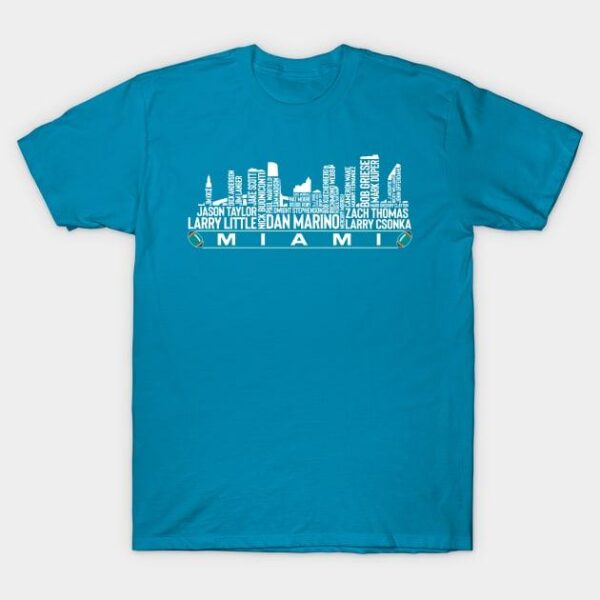 Miami Football Team All Time Legends Miami City Skyline T Shirt 1