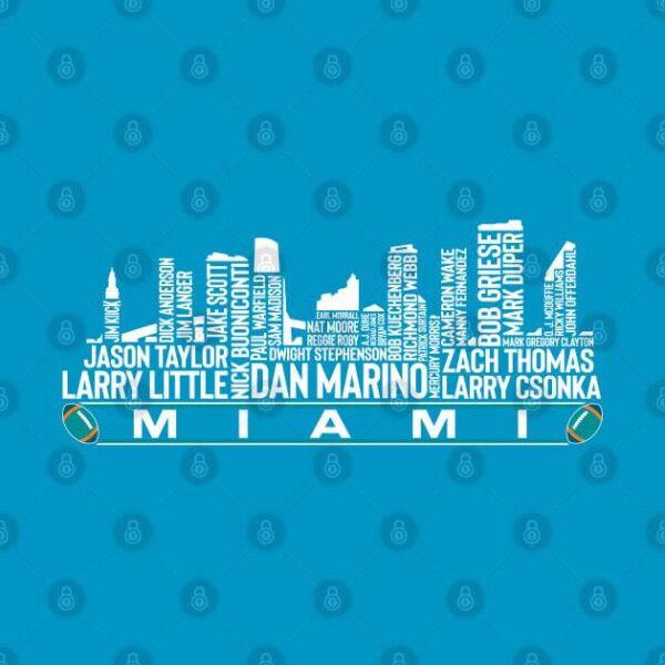 Miami Football Team All Time Legends Miami City Skyline T Shirt 2