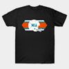 Miami Football retro and distressed helmet and stripe T Shirt 1 2