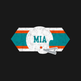 Miami Football retro and distressed helmet and stripe T-Shirt 9Nr Miami Football retro and distressed helmet and stripe T Shirt 2 1