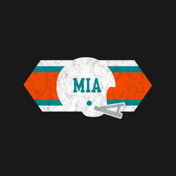 Miami Football retro and distressed helmet and stripe T Shirt 2 2