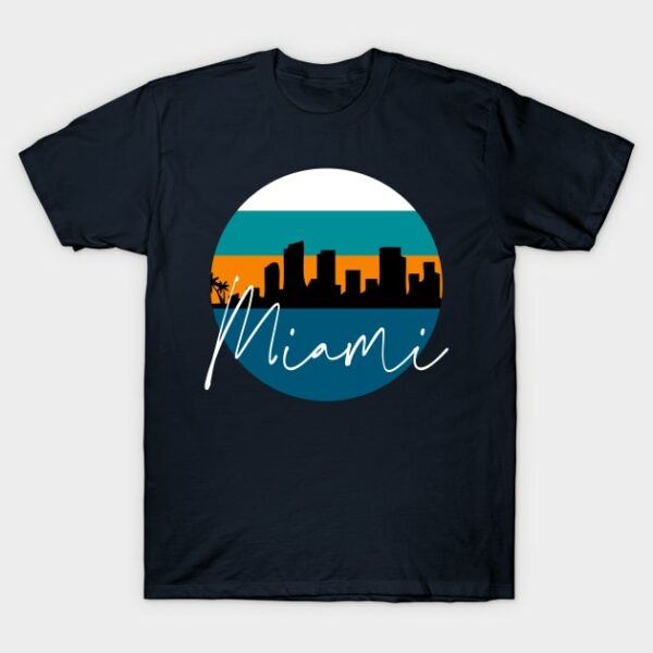 Miami Skyline Football Colors T Shirt 1